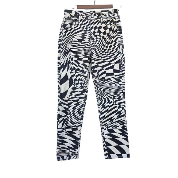 Pacsun Printed Checkered Mom Jeans Black and White Size 25 - Picture 5 of 9